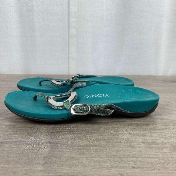 Vionic Teal Blue Snakeskin Karina Sandal Sz.9 - Picture 5 of 10